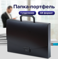Папка-портфель пластиковая BRAUBERG А4 (330х256х32 мм), одно отделение